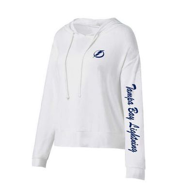 Women's Concepts Sport White Tampa Bay Lightning Accord Hacci Long Sleeve Hoodie T-Shirt in Cream