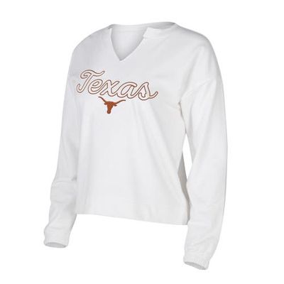 Women's Concepts Sport White Texas Longhorns Sienna Notch Neck Long Sleeve T-Shirt