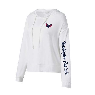 Women's Concepts Sport White Washington Capitals Accord Hacci Long Sleeve Hoodie T-Shirt in Cream