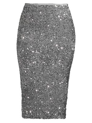 Women's Confetty Sequin Midi-Skirt - Silver - Size 10