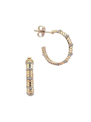 Women's Connected Torque 14K Yellow Gold Fluted Hoop Earrings - Yellow Gold - Yellow Gold