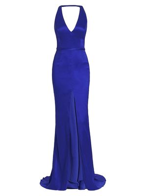 Women's Constance High Front Slit Gown - Royal Blue - Size 4