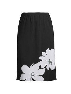 Women's Contrast Floral Skirt - Black White - Size 20 - Black White - Size 20