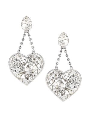 Women's Cooper Rhodium-Plated & Glass Crystal Earrings - Crystal - Crystal