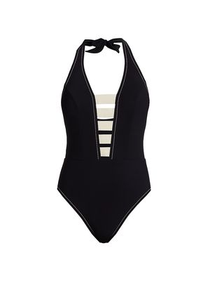 Women's Cora Halter One-Piece Swimsuit - Black - Size 12