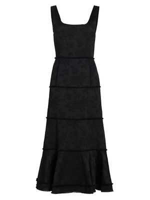 Women's Corina Flared Midi-Dress - Noir Brocade - Size Large