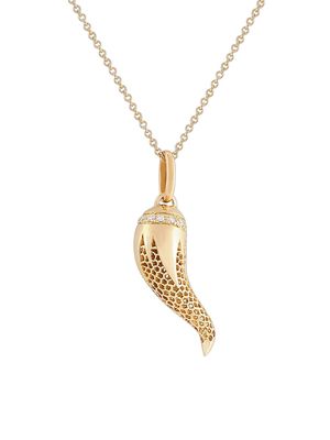 Women's Corno 18K Gold & Diamond Lucky Chilli Horn Necklace - Yellow Gold