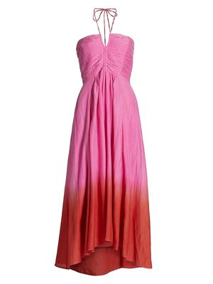 Women's Corrientes Tori Dip-Dye Voile Midi-Dress - Pink - Size Medium