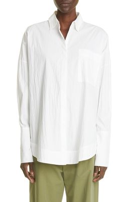 Women's Cotton Blend Button-Up Shirt in White