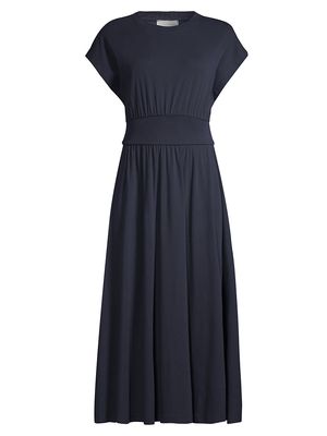 Women's Cotton-Blend Jersey Midi-Dress - Navy - Size XS