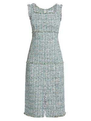 Women's Cotton-Blend Tweed Sheath Dress - Moss - Size 4