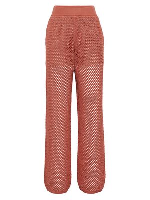 Women's Cotton Net Knit Trousers - Orange - Size Medium