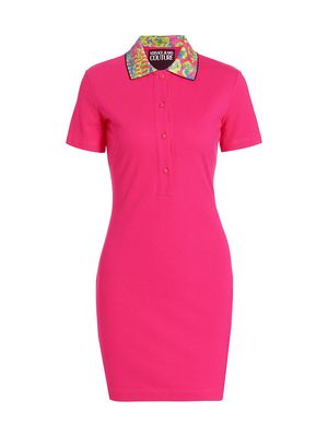 Women's Cotton Polo Minidress - Hot Pink - Size XS