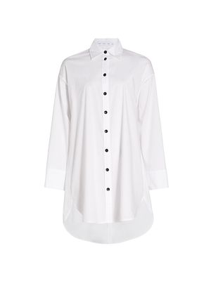 Women's Cotton Poplin Mini Shirtdress - Off White - Size XS - Off White - Size XS