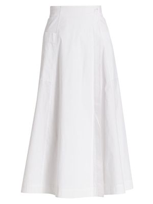 Women's Cotton Poplin Wrap Midi-Skirt - Off White - Size 0 - Off White - Size 0