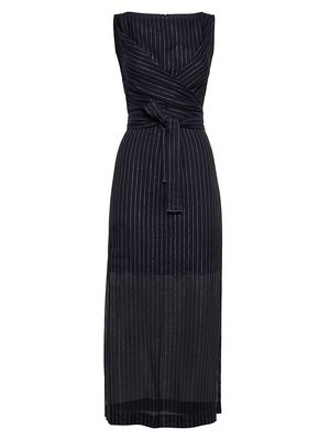 Women's Cotton Sparkling Stripe Gauze Wrap Dress with Monili - Night - Size Medium