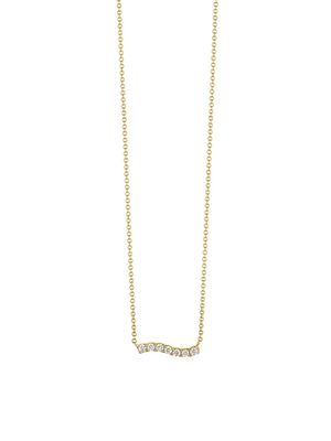 Women's Coup De Coeur 14K Yellow Gold & 0.24 TCW Diamond Wavy Bar Pendant Necklace - Yellow Gold