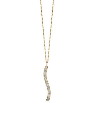 Women's Coup De Coeur 14K Yellow Gold & 0.89 TCW Diamond Vertical Wavy Bar Pendant Necklace - Yellow Gold