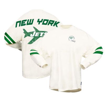 Women's Cream New York Jets Gridiron Classics Retro Spirit Jersey T-Shirt