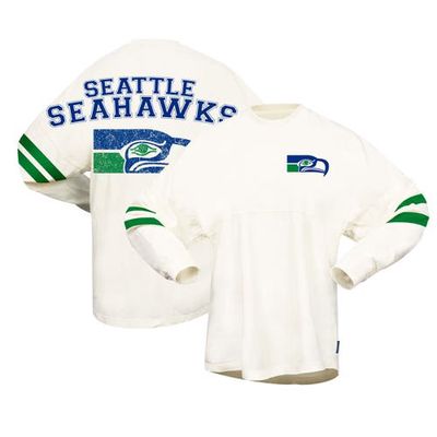 Women's Cream Seattle Seahawks Gridiron Classics Retro Spirit Jersey T-Shirt