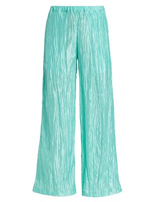 Women's Crinkled Taffeta Pants - Tiffany Blue - Size Large - Tiffany Blue - Size Large