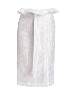 Women's Crinkled Taffeta Pleated Skirt - White - Size XS