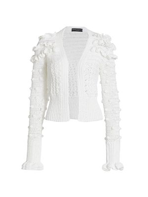 Women's Crochet Cardigan - White - Size Medium