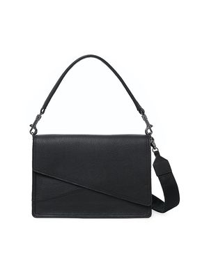 Women's Crosstown Leather Hobo Bag - Black - Black