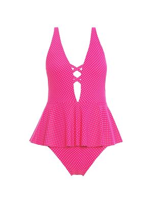 Women's Crushin Too Too Poilka Dot One-Piece Swimsuit - Pink Multi - Size Small - Pink Multi - Size Small