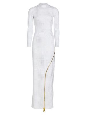 Women's Crystal-Embroidered Zip Gown - Ivory - Size 12 - Ivory - Size 12