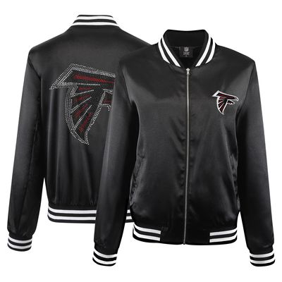 Women's Cuce Black Atlanta Falcons Rhinestone Full-Zip Varsity Jacket