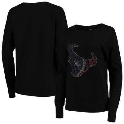 Women's Cuce Black Houston Texans Halfback Fleece Pullover Sweatshirt
