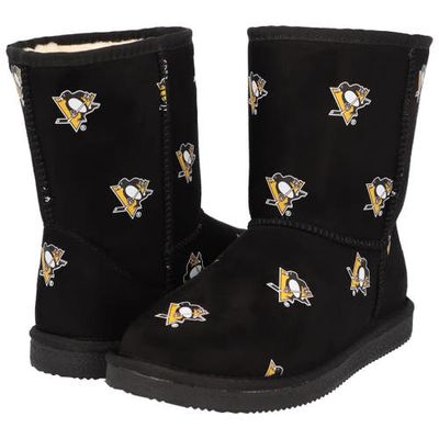 Women's Cuce Black Pittsburgh Penguins Allover Logo Boots