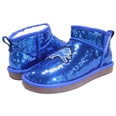 Women's Cuce Blue Detroit Lions Sequin Ankle Boots