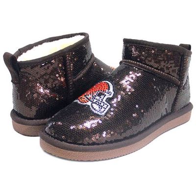 Women's Cuce Brown Cleveland Browns Sequin Ankle Boots