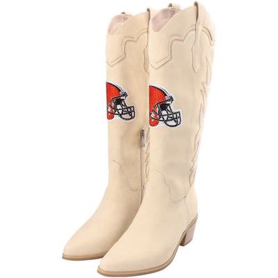 Women's Cuce Cream Cleveland Browns Cowboy Boots