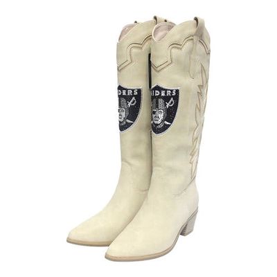 Women's Cuce Cream Las Vegas Raiders Cowboy Boots