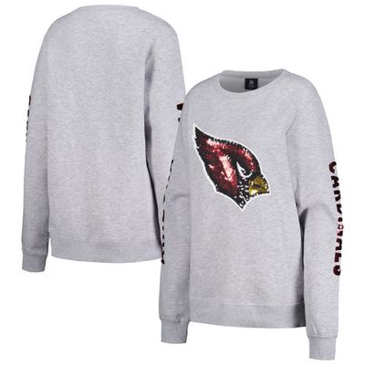 Women's Cuce Heather Gray Arizona Cardinals Sequined Logo Pullover Sweatshirt