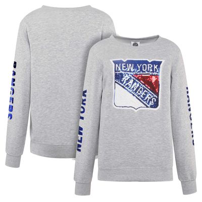 Women's Cuce Heather Gray New York Rangers Sequin Pullover Sweatshirt