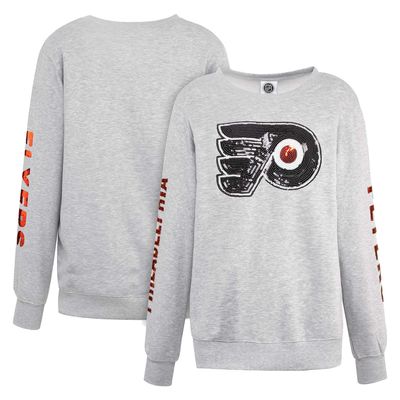 Women's Cuce Heather Gray Philadelphia Flyers Sequin Pullover Sweatshirt