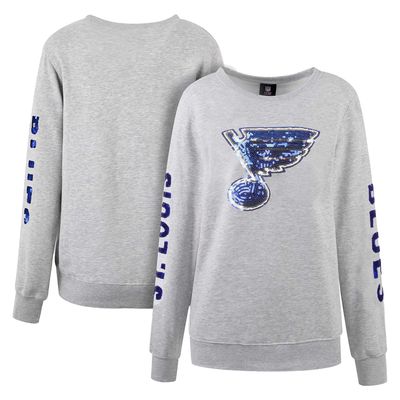 Women's Cuce Heather Gray St. Louis Blues Sequin Pullover Sweatshirt