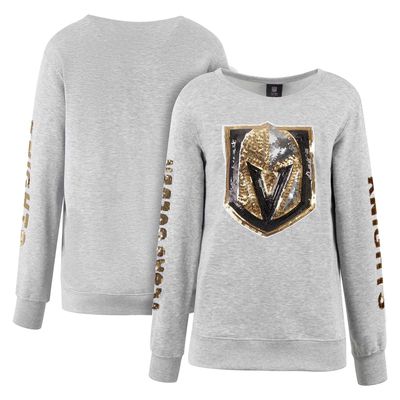 Women's Cuce Heather Gray Vegas Golden Knights Sequin Pullover Sweatshirt