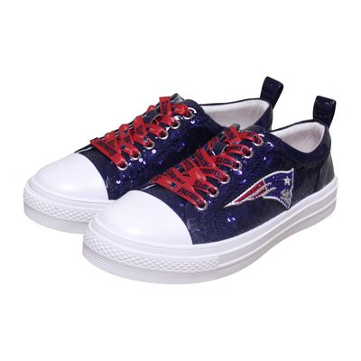 Women's Cuce Navy New England Patriots Team Sequin Sneakers