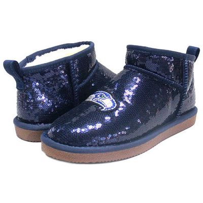 Women's Cuce Navy Seattle Seahawks Sequin Ankle Boots