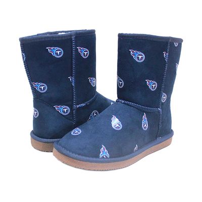 Women's Cuce Navy Tennessee Titans Allover Logo Boots
