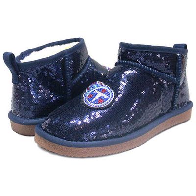 Women's Cuce Navy Tennessee Titans Sequin Ankle Boots