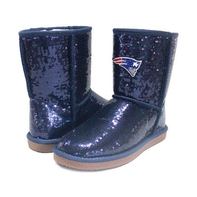 Women's Cuce New England Patriots Sequin Boots in Navy