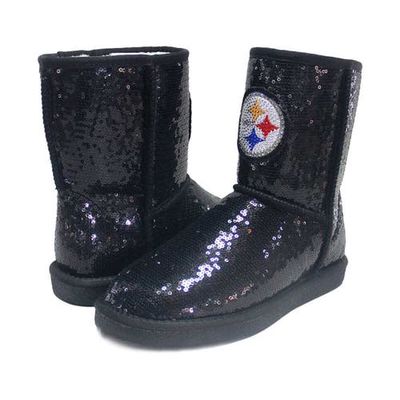 Women's Cuce Pittsburgh Steelers Sequin Boots in Black