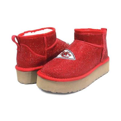 Women's Cuce Red Kansas City Chiefs Crystal Platform Boots