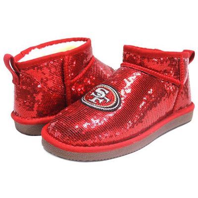 Women's Cuce Red San Francisco 49ers Sequin Ankle Boots